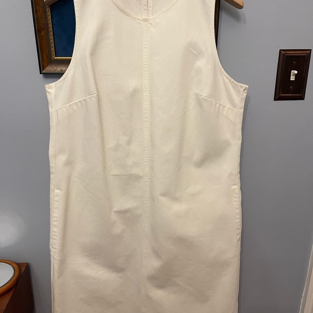White denim shift dress